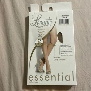Levante Viva 20 Denier Satin Sheer Knee Highs in Sughero 2 Pack